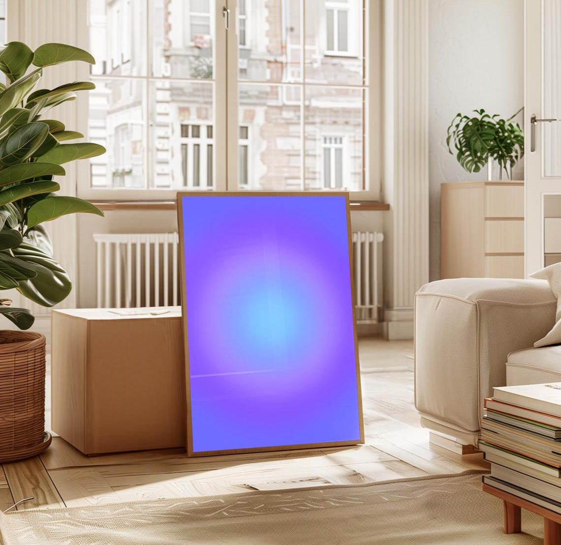 Lavender Blue Aura Gradient Glow Serene Dreamy Abstract Art Poster - Image 3