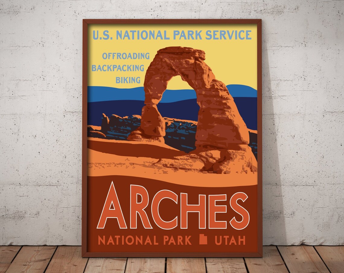 Arches National Park Vintage Travel Poster, Utah Park