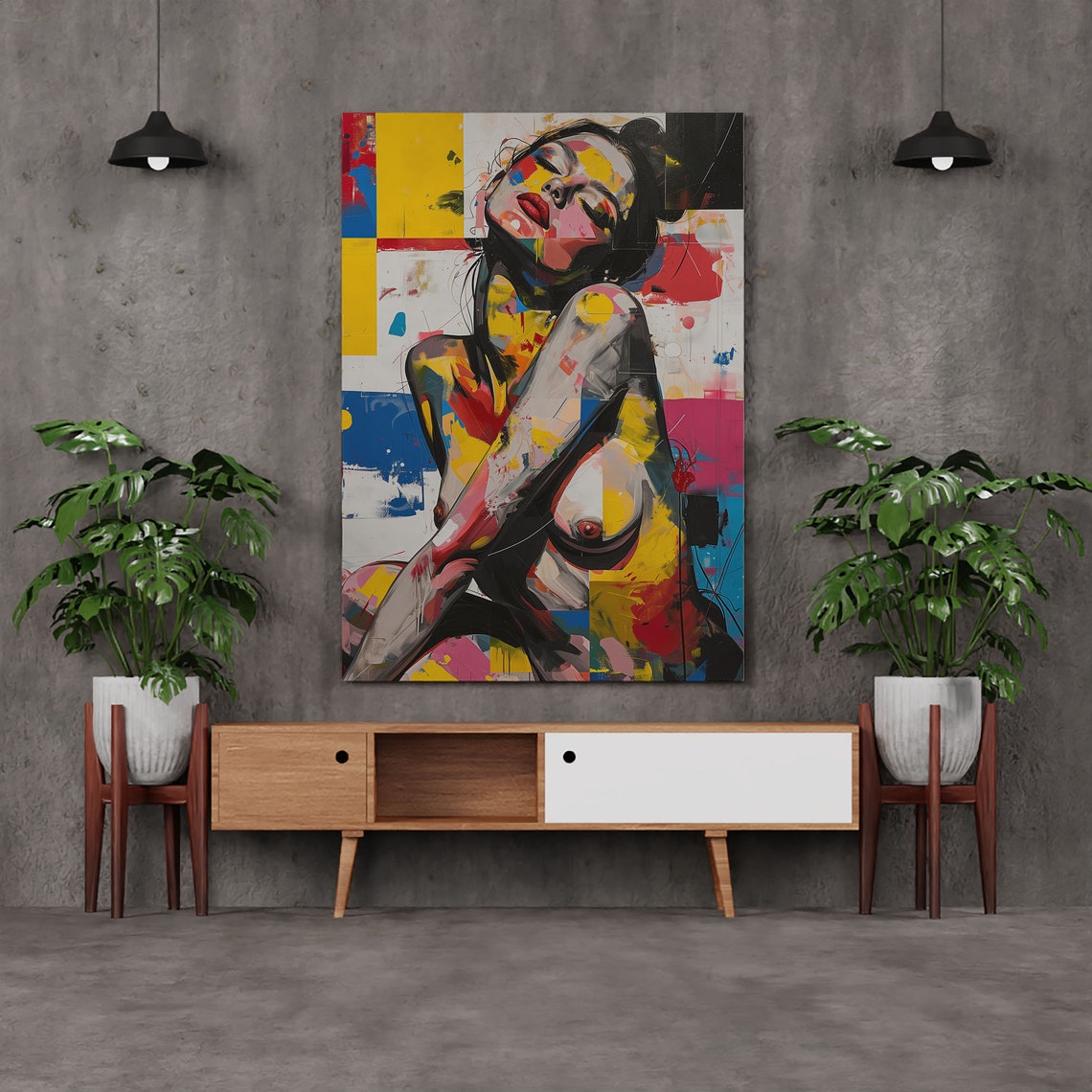 Abstract Sensual Art Art Modern Wall Decor Mondrian Style Art Print Instant Wall Art - Image 3