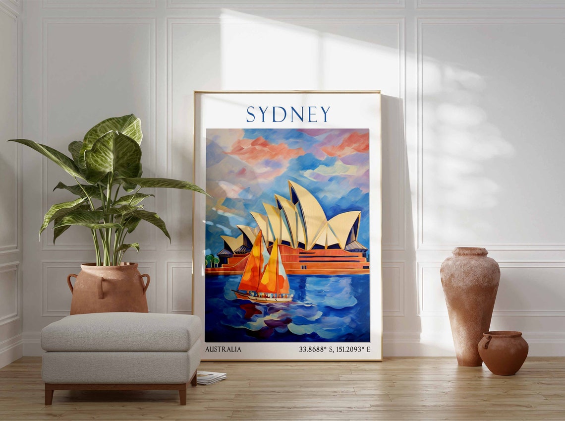 Sydney Travel Print Sydney Travel Poster Sydney Opera House Art Australia Wall Art Australian Travel Decor Sydney Travel Gift - Image 2