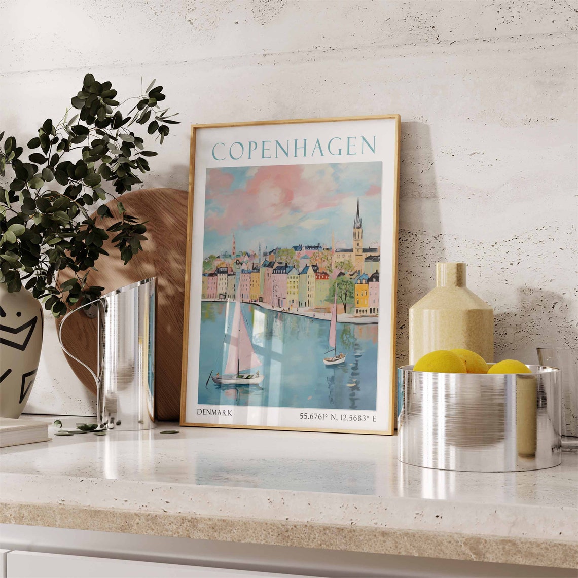 Copenhagen Travel Print Copenhagen Travel Poster Denmark Wall Art Scandinavian Travel Decor Copenhagen Travel Gift Vintage Travel Decor - Image 3