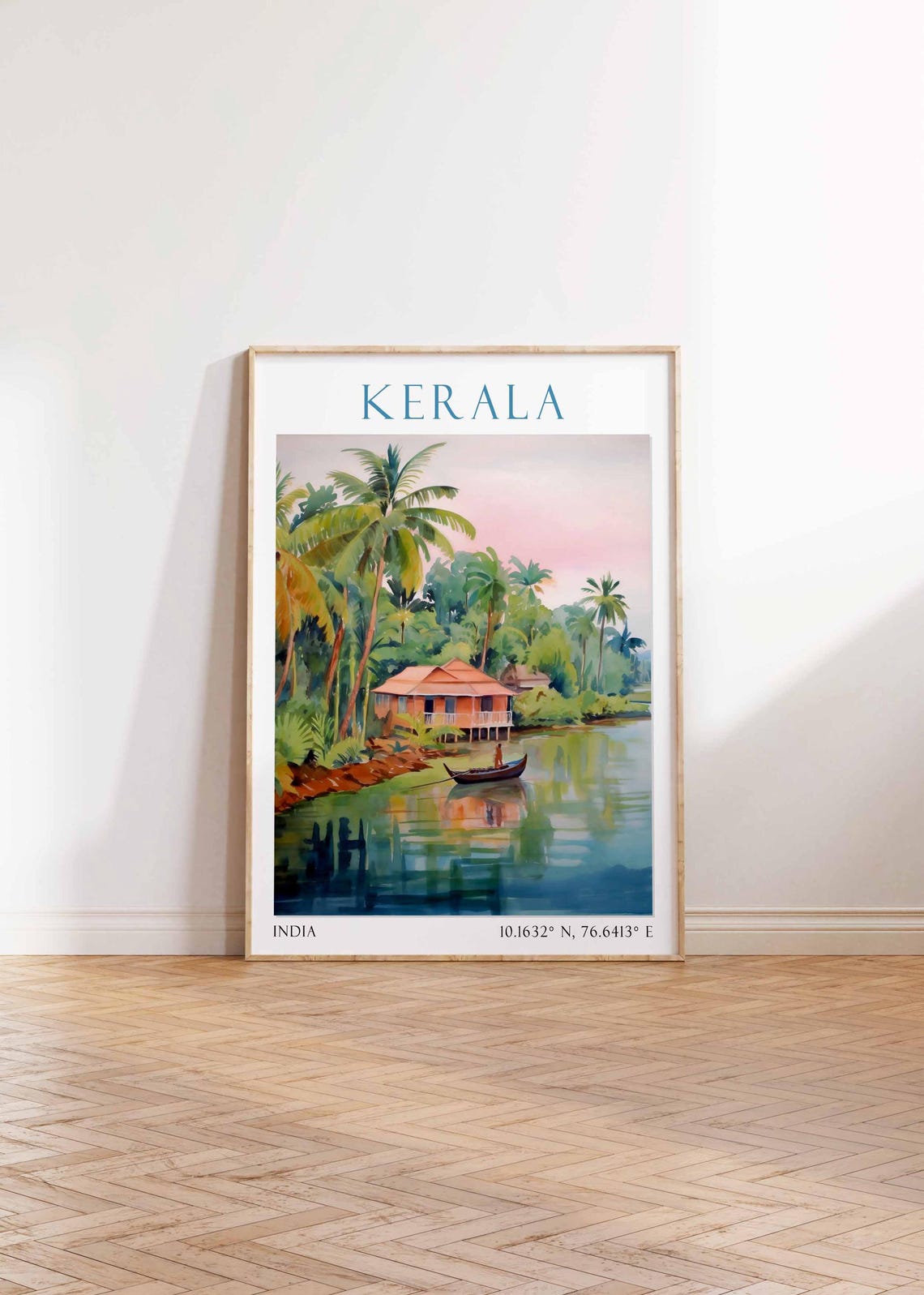 Kerala India Backwater Houseboat Palms Canoe River Travel Poster - Image 4