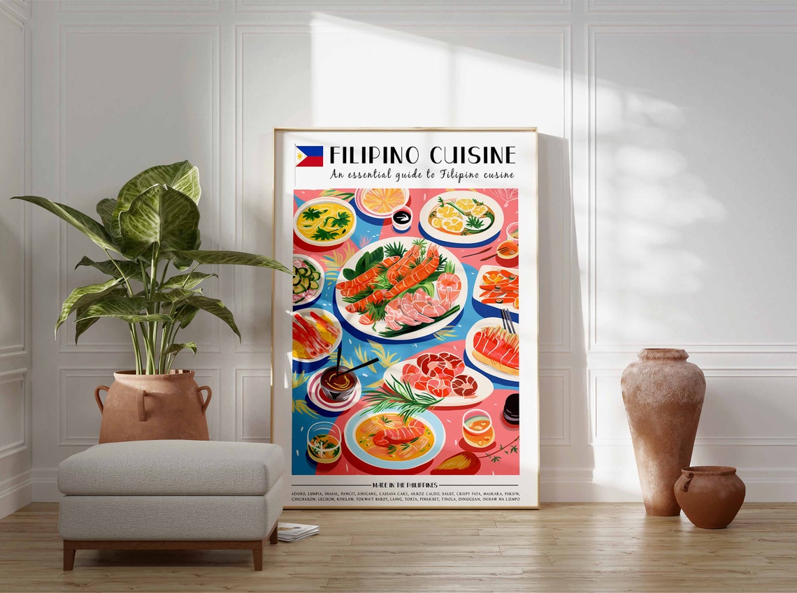 Food Print Filipino Food Poster Food Art Kitchen Decor Retro Wall Decor Kitchen Wall Art Vintage Filipino Food Wall Art Large Print - Image 2