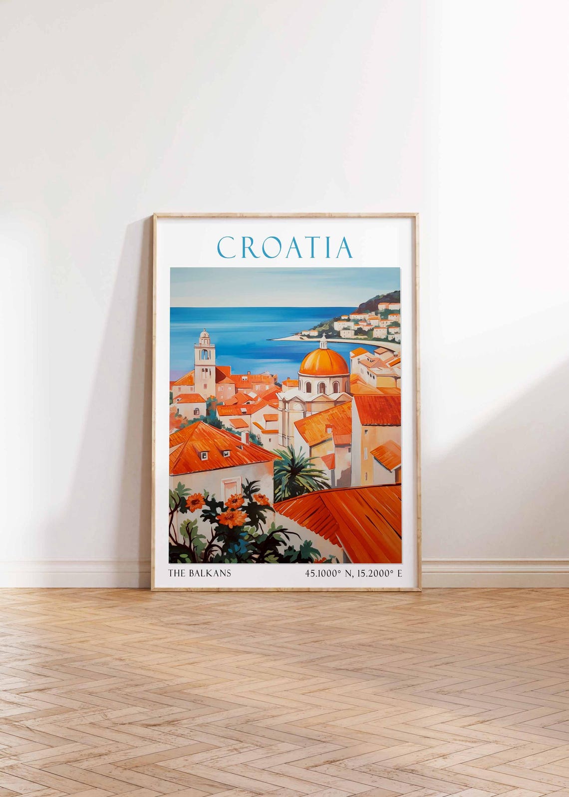 Croatia Orange Rooftop Old Town Adriatic Coastline View Poster - Image 4