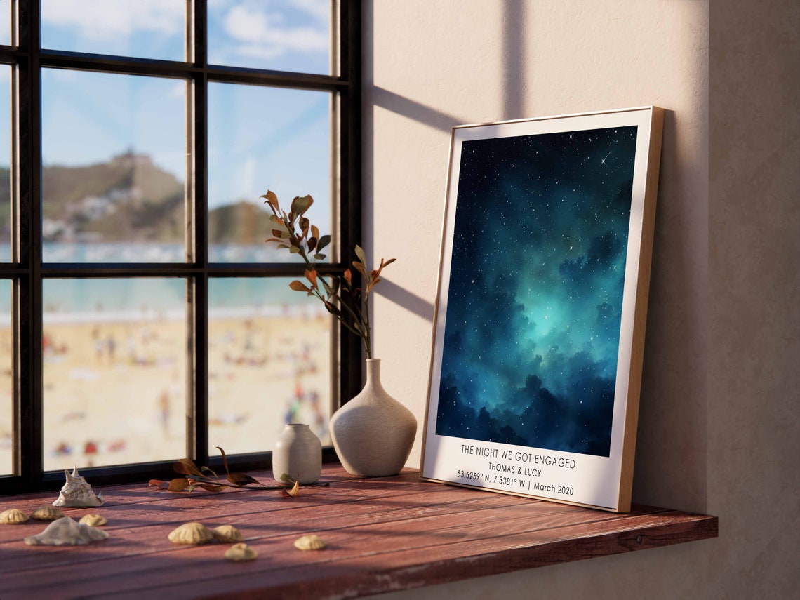 Personalised Engagement Gift Print The Night Sky Print Custom Engagement Present Gift For Engaged Couple - Image 2
