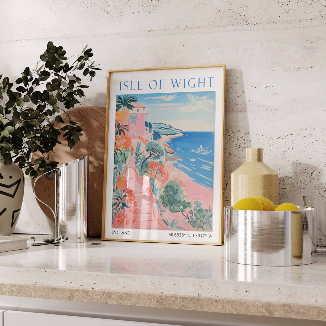 Isle Of Wight Travel Print Isle Of Wight Travel Poster England Wall Art Coastal Print English Wall Art Travel Gift Seaside Wall Art - Image 3
