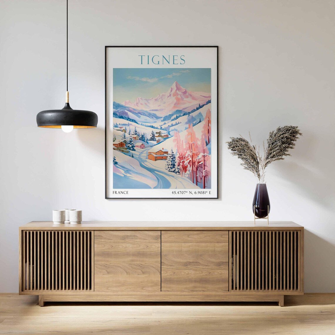 Tignes French Alps Ski Resort Snowy Watercolor Travel Poster - Image 2