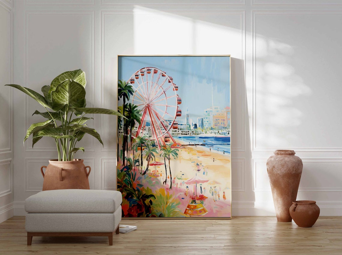 Pink Ferris Wheel Beach Palms Carnival Day Summer Fun Poster - Image 3