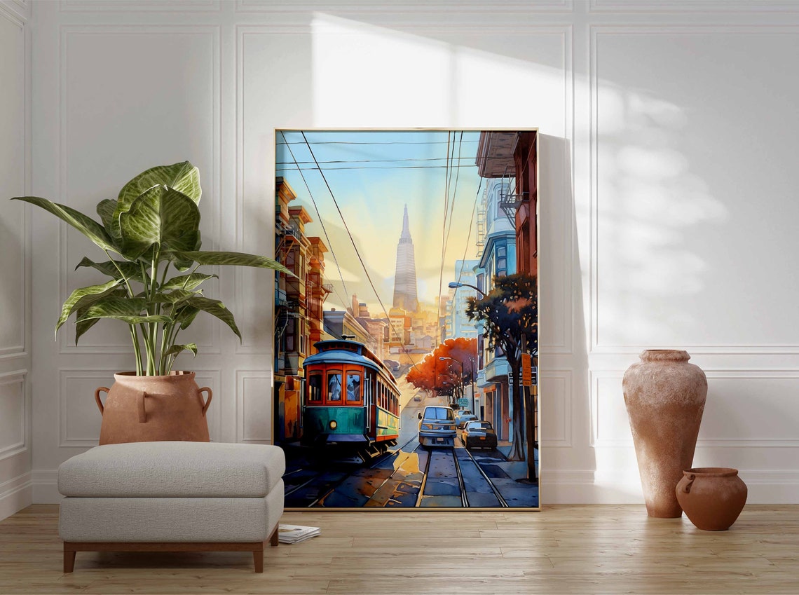 San Francisco Cable Car and Transamerica Pyramid Travel Poster - Image 3