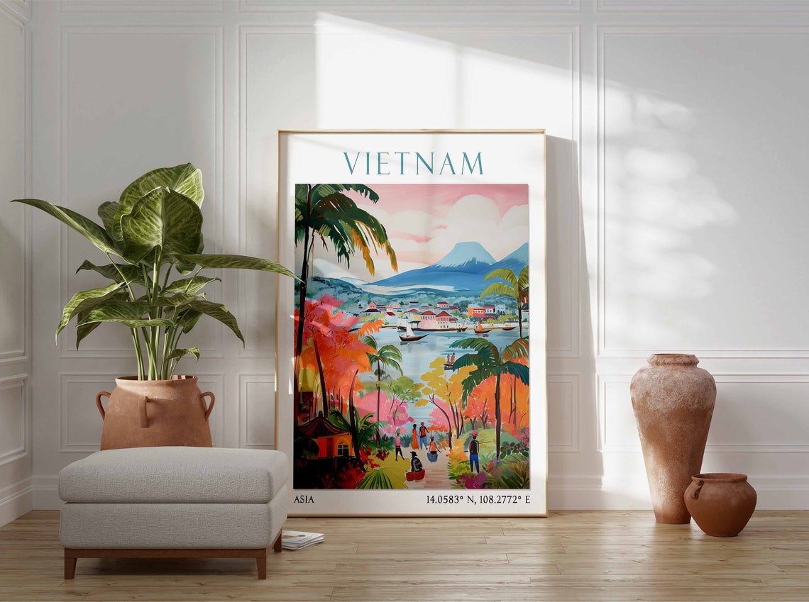 Vietnam Travel Print Vietnam Travel Poster Vietnam Landscape Print Vietnamese Wall Art Ha Long Bay Art Southeast Asian Travel Decor - Image 2