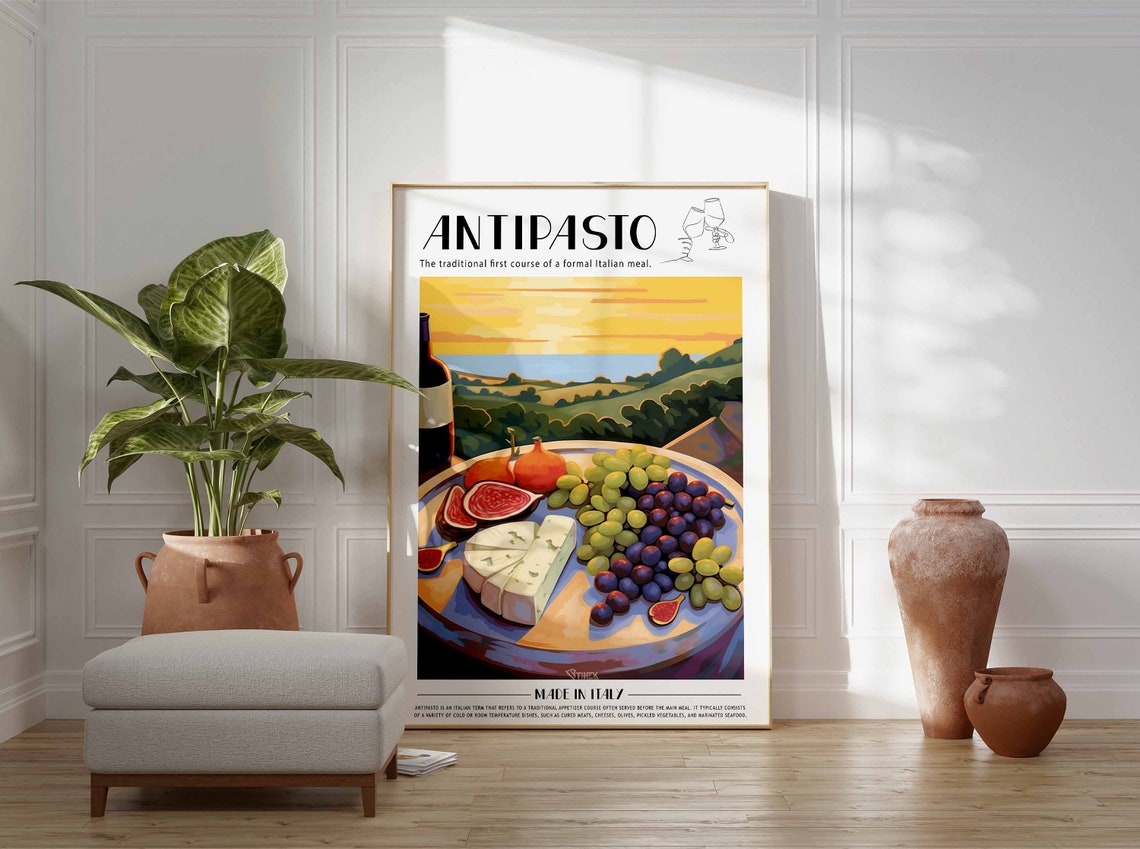 Italian Antipasto Sunset Cheese Wheel Figs Spread Food Poster - Image 2