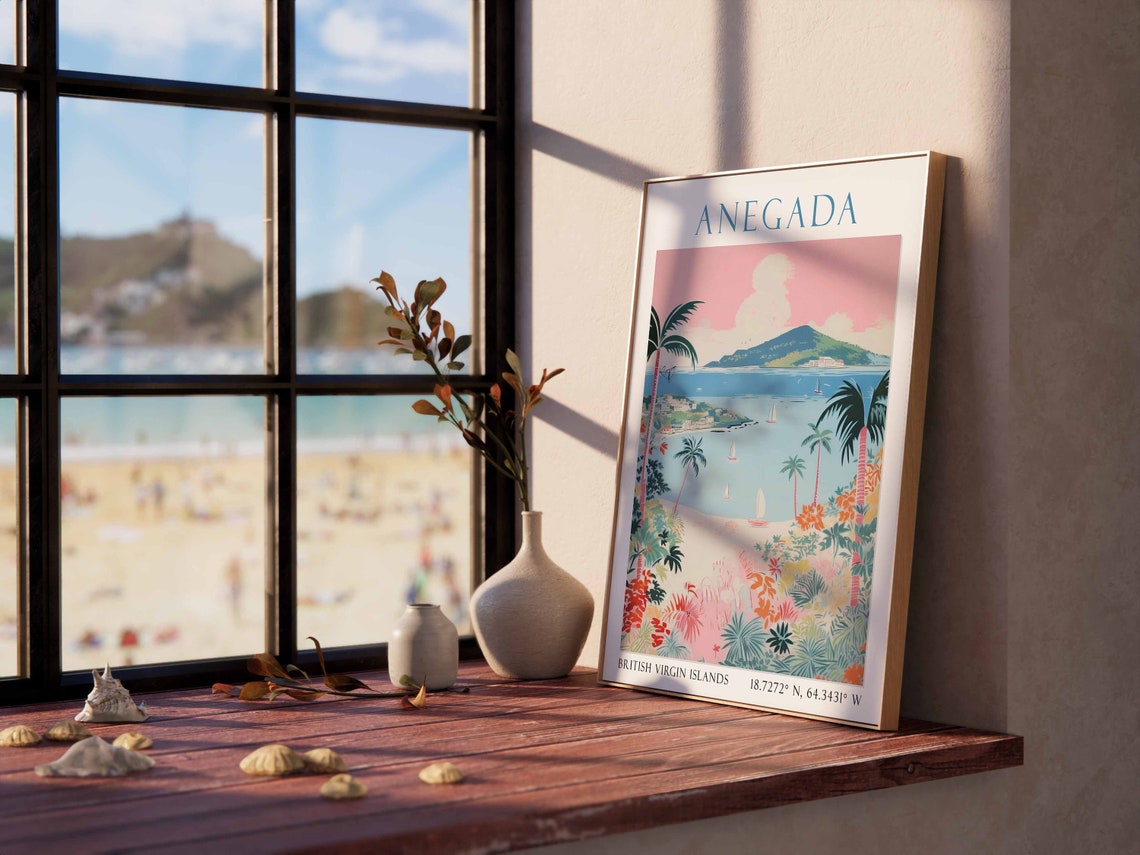 Anegada British Virgin Islands Travel Poster Beach Painting Art - Image 3