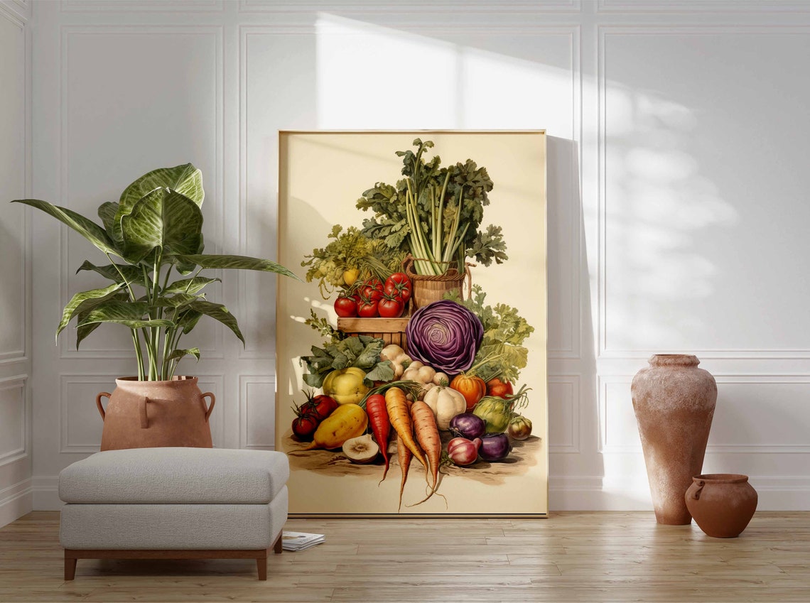 Rustic Harvest Vegetables Wooden Crate Tomatoes Cabbage Poster - Image 3