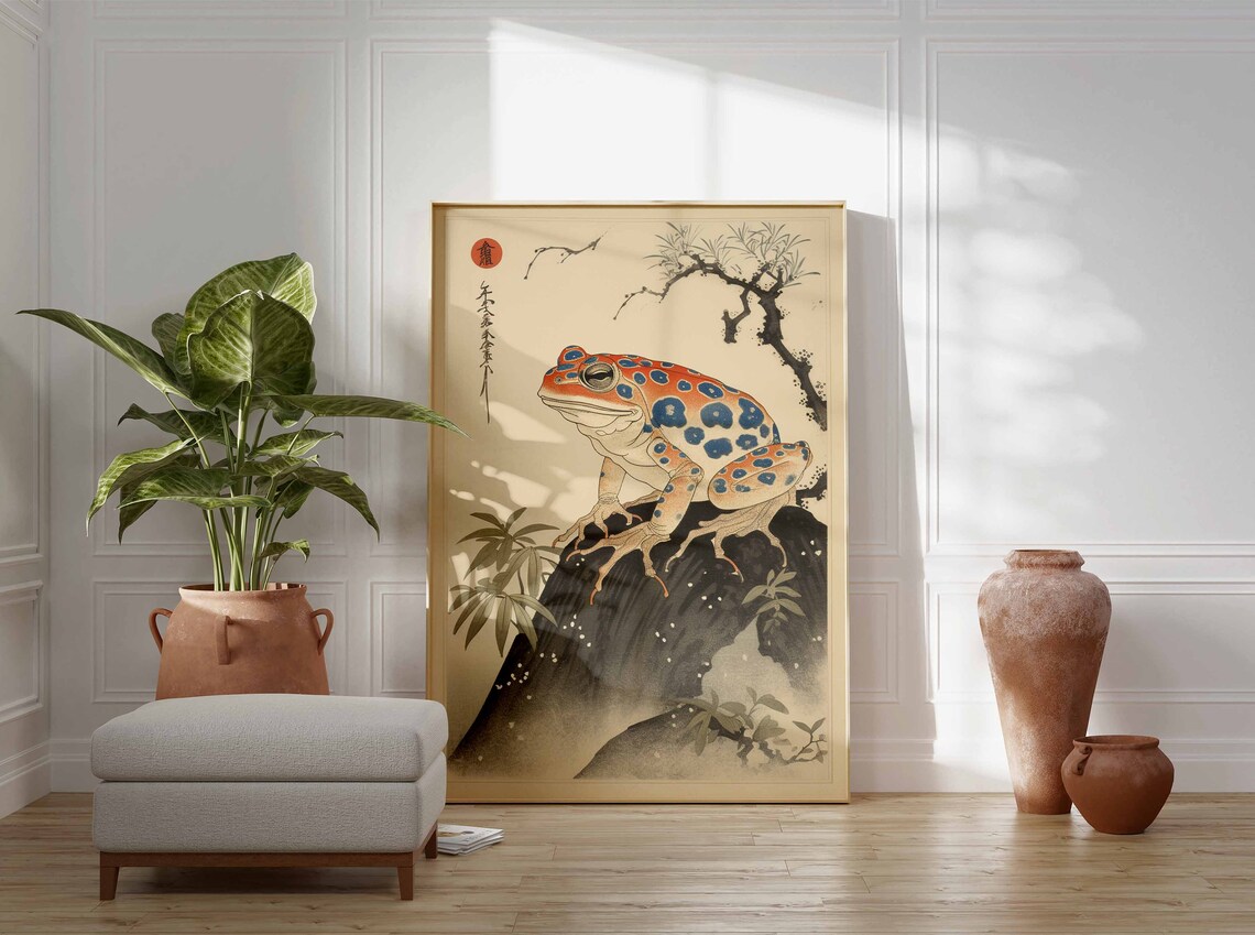 Matsumoto Hoji Colorful Frog Japanese Woodblock Art Decor Poster - Image 2