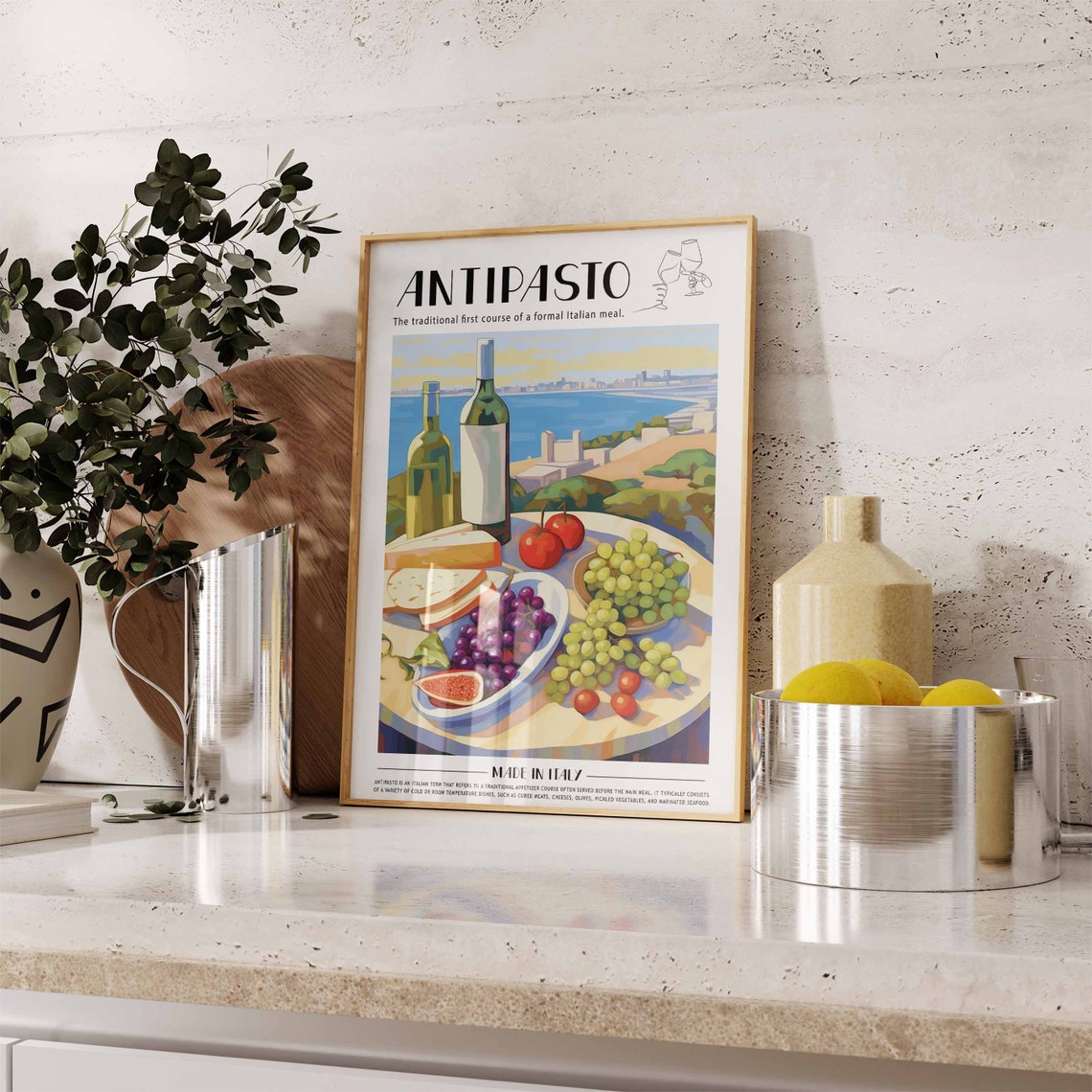 Antipasto Italian First Course Cheese Wine Kitchen Lover Poster - Image 3