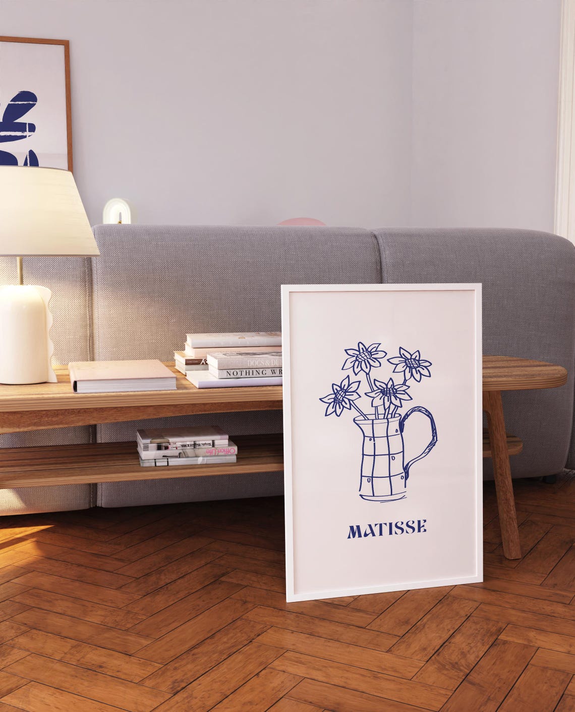 Matisse Flowers In Pitcher Blue Line Exhibition Style Poster - Image 4