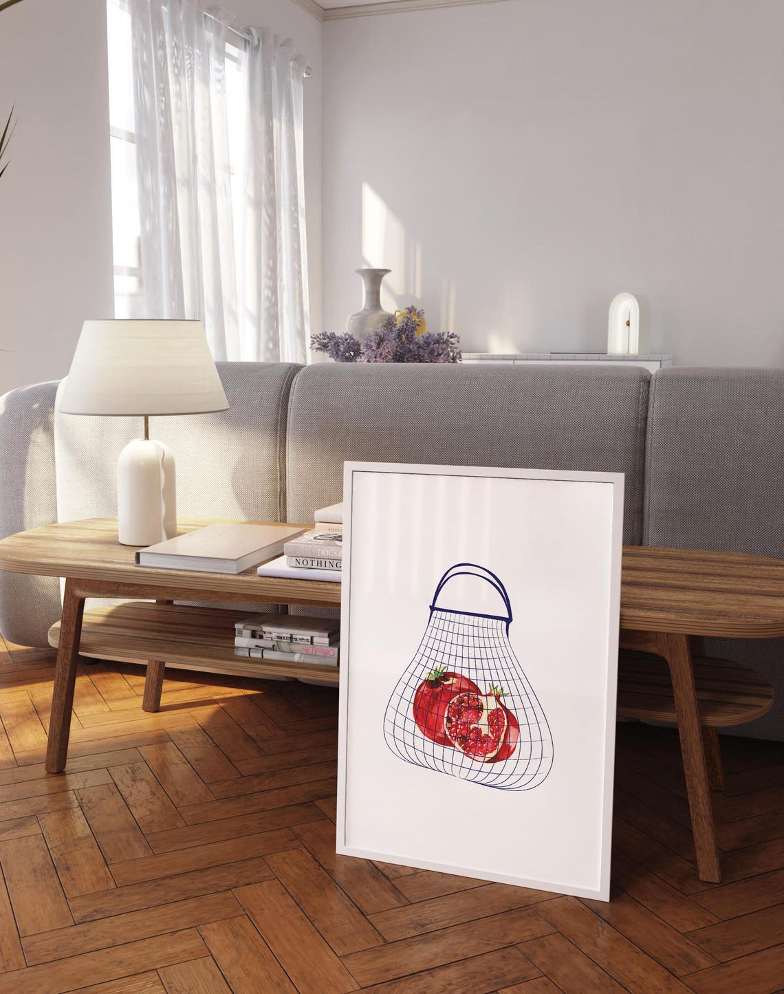 Pomegranates In String Market Bag Minimalist Kitchen Wall Poster - Image 5