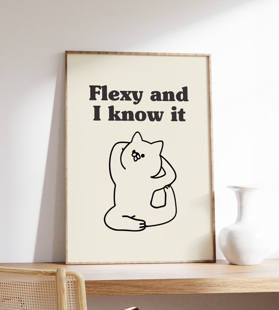 Gym Poster Flexy And I Know It Black Workout Yoga Wall Art Exercise Health Motivational
