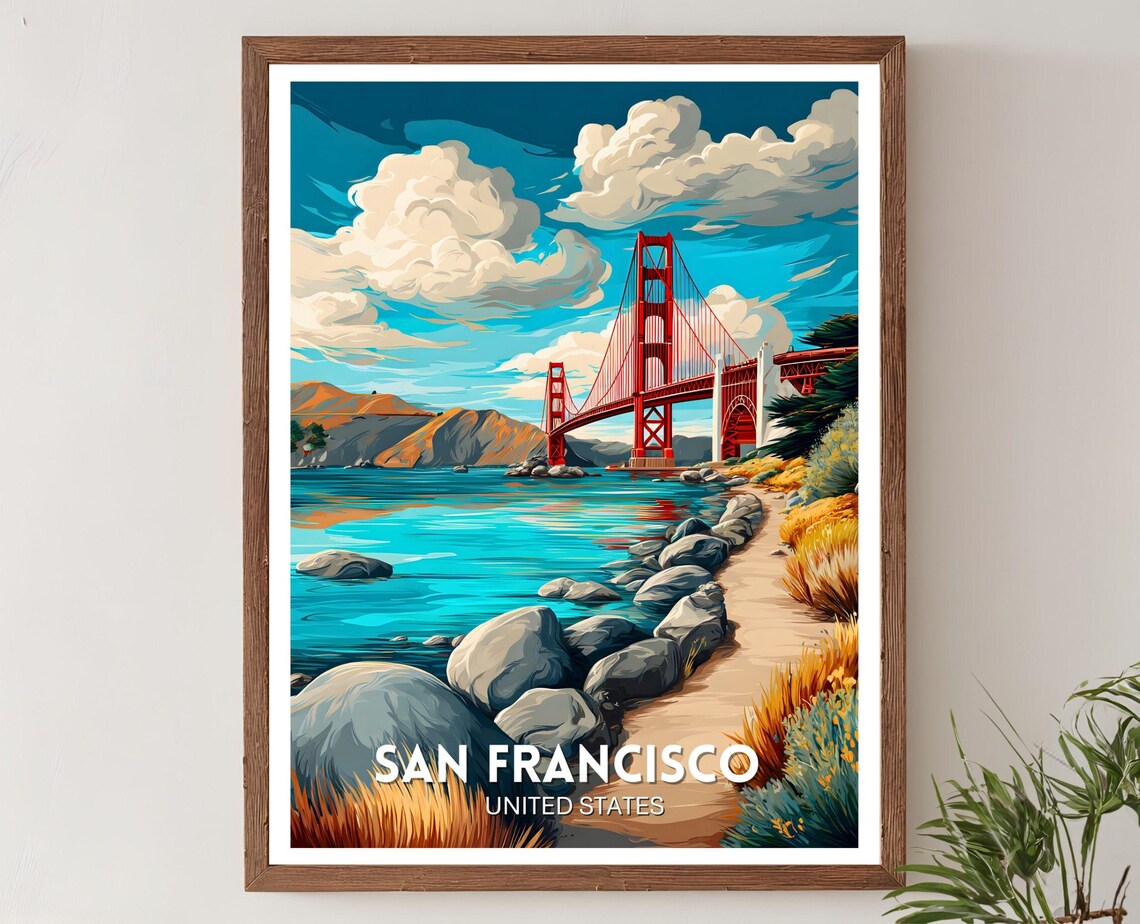 San Francisco Travel Poster, Golden Gate Bridge