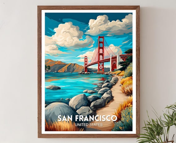 San Francisco Travel Poster, Golden Gate Bridge
