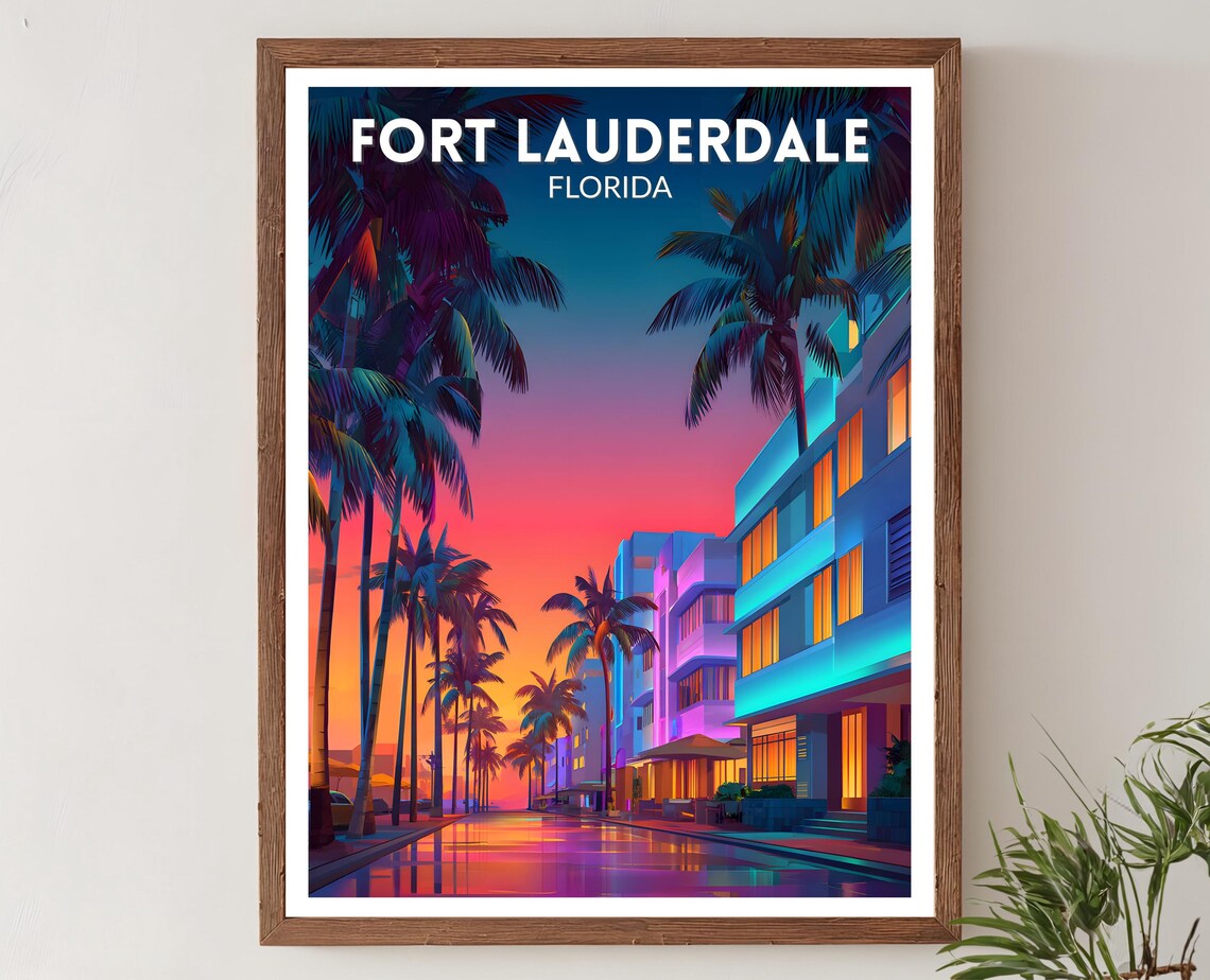 Fort Lauderdale Florida Retro Travel Poster Print
