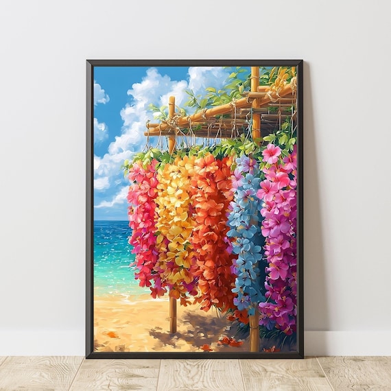 Hawaiian Lei Flower Garland Tropical Beach Coastal Island Poster