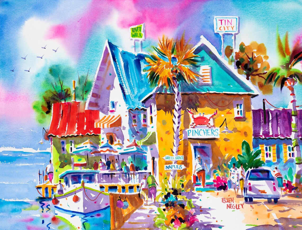 Naples Tin City, Naples Florida Travel Poster