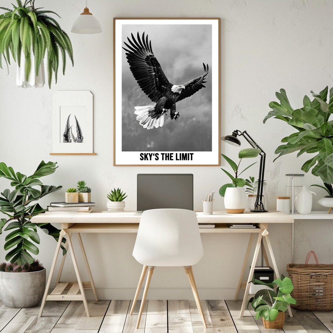 Bald Eagle Diving With Wide Spread Wings Sky Is The Limit Poster