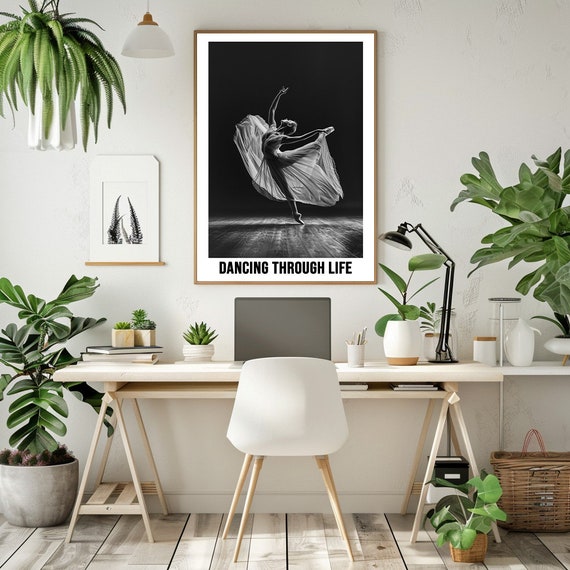 Black And White Photography Dancing Through Life Elegant Ballet Poster In Various Sizes From 4x6 10 X 15 Cm To 24x36 60 X 90 Cm