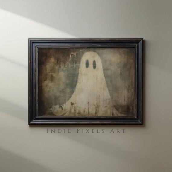 Vintage Ghost Foggy Sepia Haunted Spooky Halloween Moody Art Poster