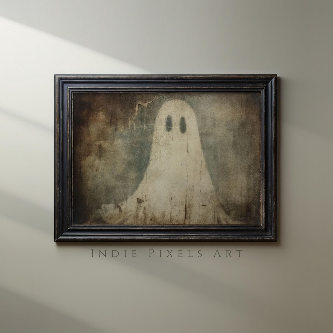 Halloween Art Ghost Painting Halloween Decor Primitive Ghost Painting Art Print Halloween Wall Art Print Cute Ghost