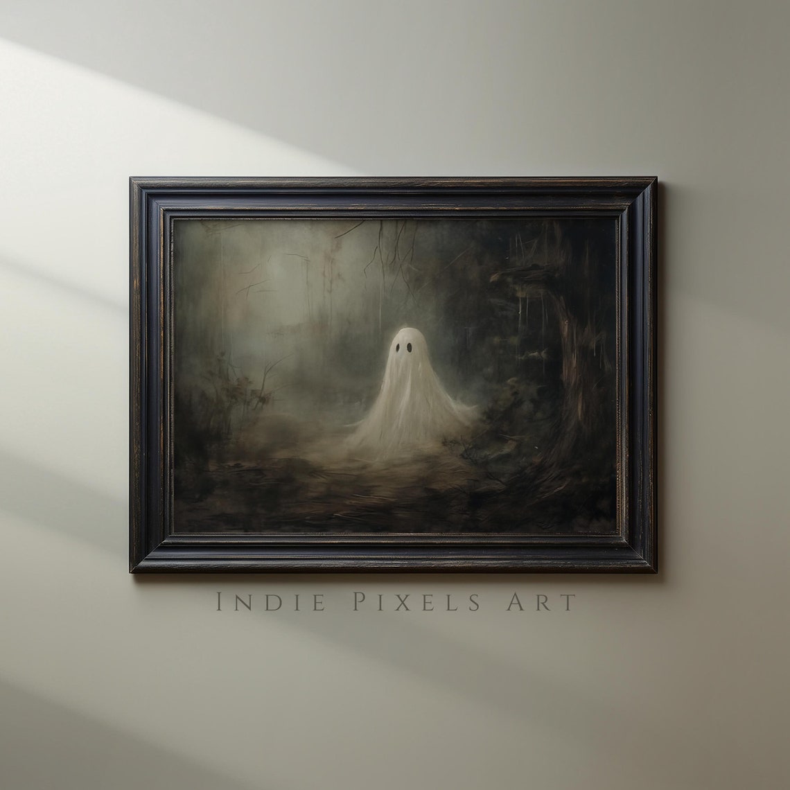 Halloween Art Ghost Painting Halloween Decor Cute Ghost Painting Art Print Halloween Wall Art Print Primitive Ghost