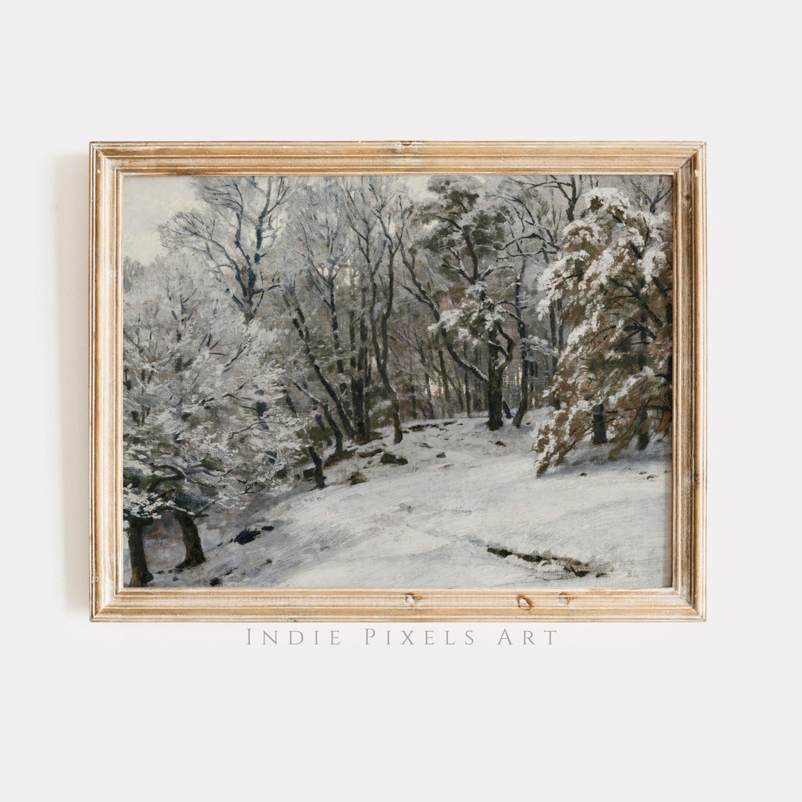 Vintage Snowy Winter Forest Snow Covered Trees Impressionist Art Print