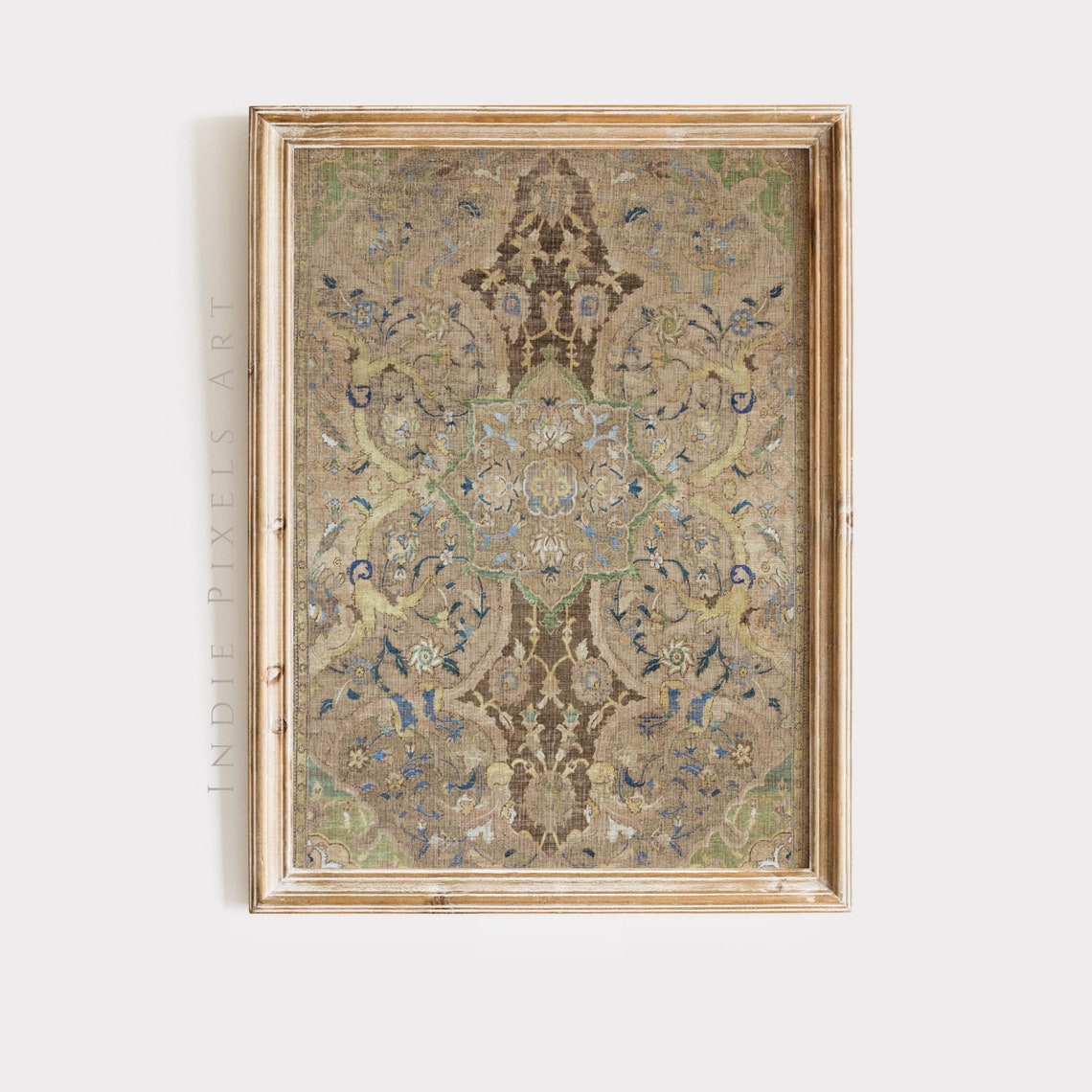 Antique Persian Textile Neutral Beige Rug Vintage Fabric Wall Art