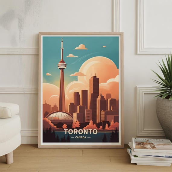 Toronto Cityscape Art Poster Travelinspired Home Decor Urban Style Wall Gift For Travelers