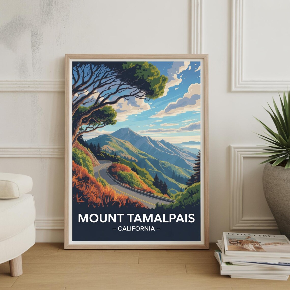 Mount Tamalpais Travel Poster, Scenic Landscape Art Print