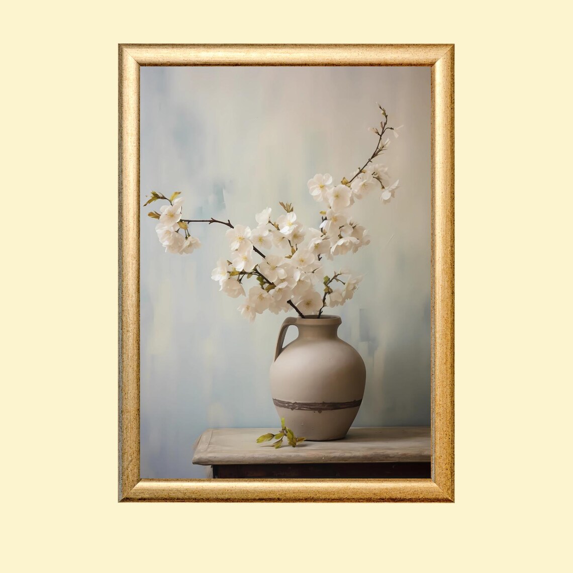 Spring Still Life, Blooming Branches In Vase Art Print