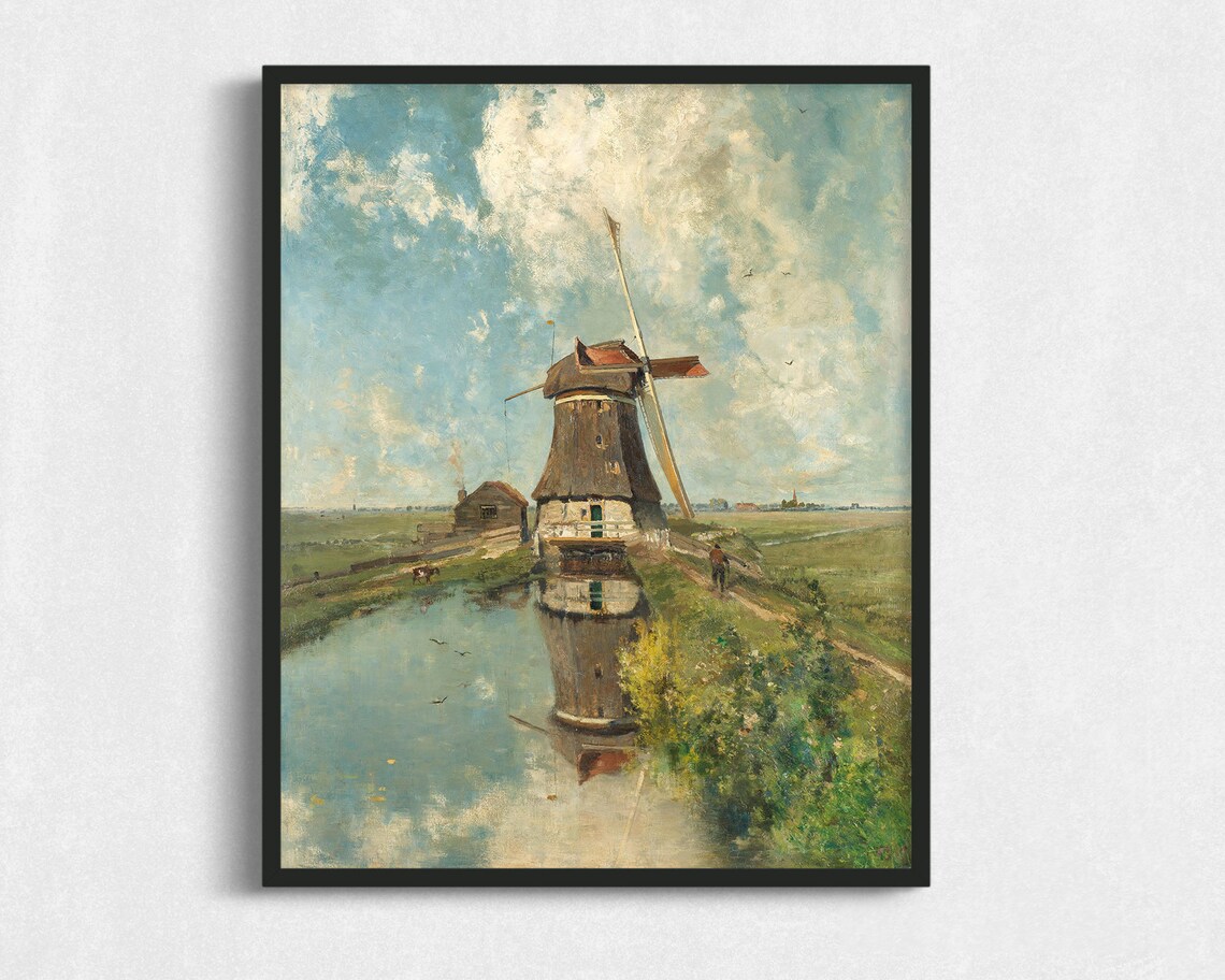 Landscape With Windmill, Abstract Wall Art Print
