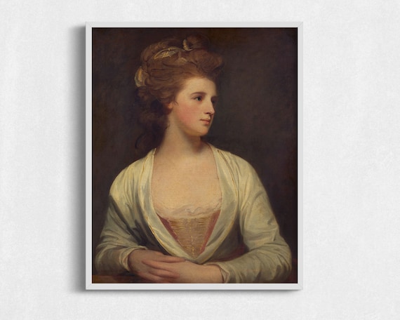 18th Century Oil Portrait Young Woman Ribbon Hair Cream Shawl Classic Art Print