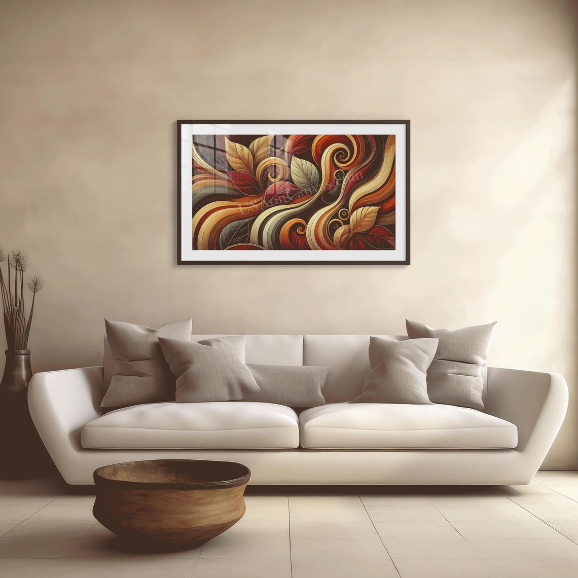 Abstract Swirling Autumn Leaves in Warm Tones Modern Art Poster