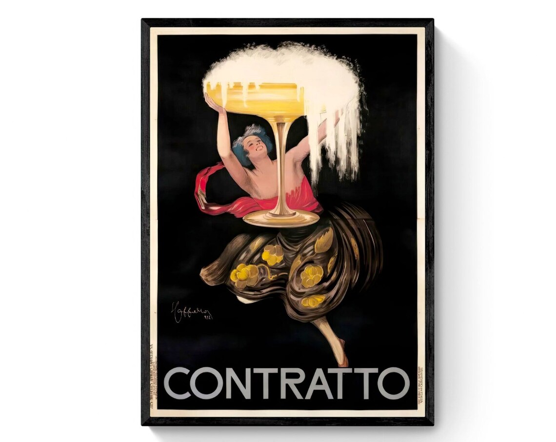 Contratto Vintage Italian Sparkling Wine Advertising Wall Art