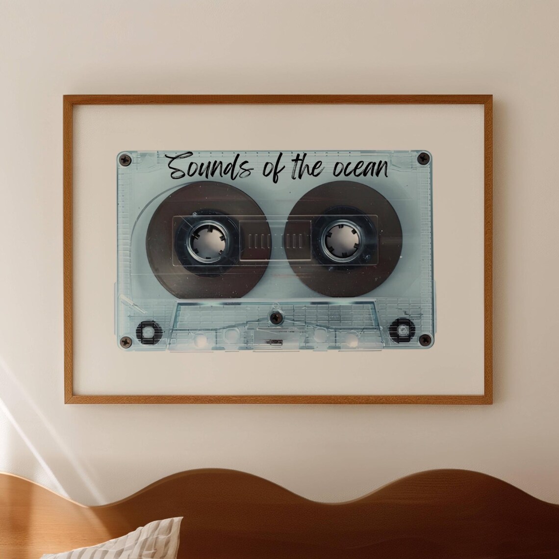 Sounds of the Ocean Cassette Tape Retro Blue Music Nostalgia Wall Art