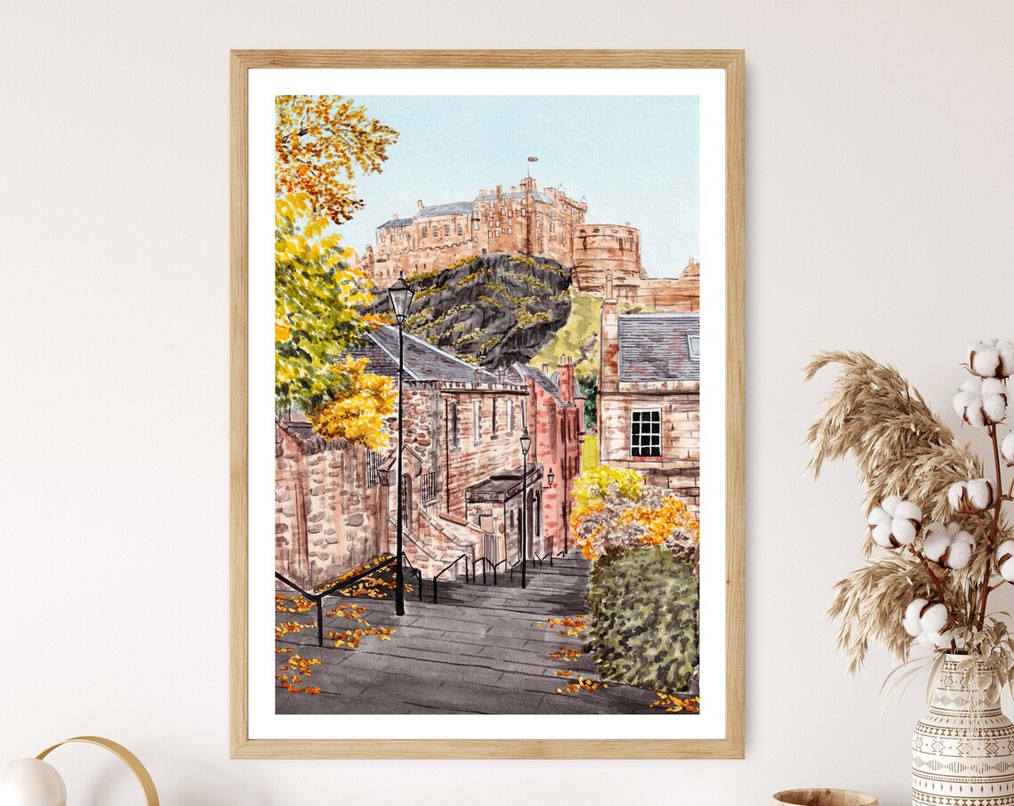Edinburgh Vennel Viewpoint Watercolor Travel Poster - Image 2