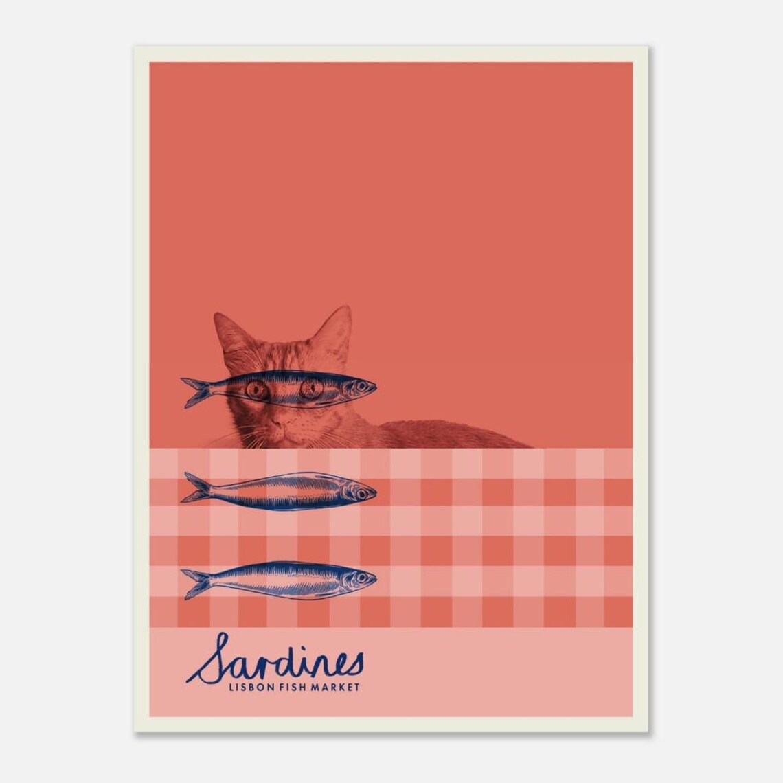 Cat Sardines Kitchen Wall Art, Funny Cat Poster