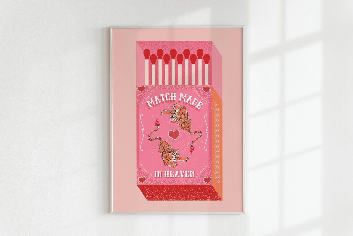 Tiger Match Made In Heaven Vintage Art Print - Image 4