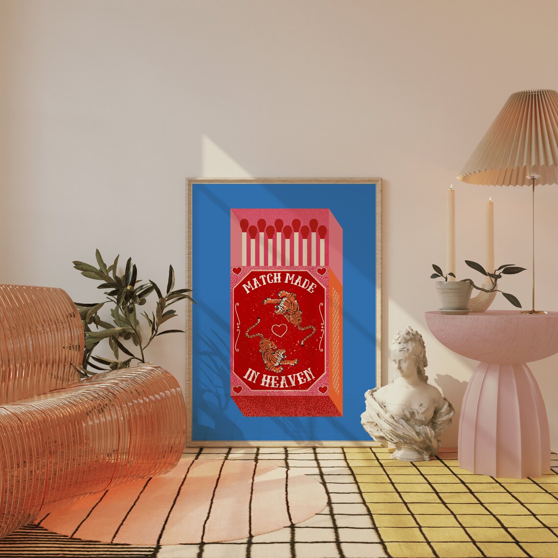 Match Made In Heaven Tiger Vintage Art Print - Image 3