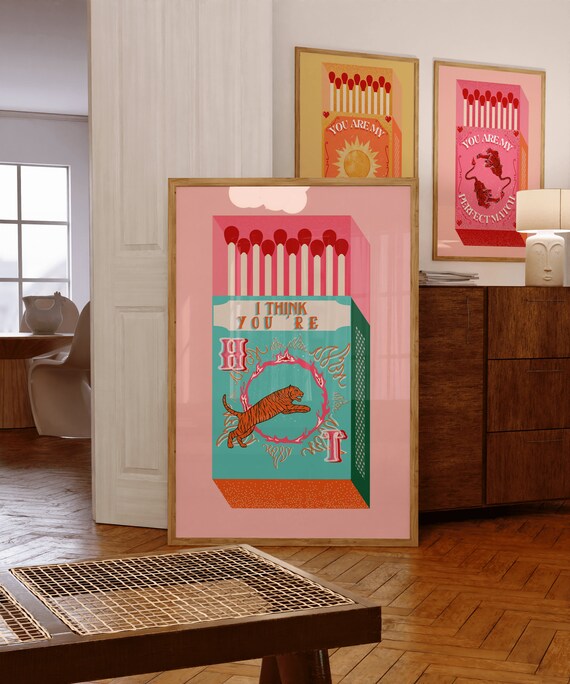 Retro Tiger Matchbox Poster Vintage Style Art Print