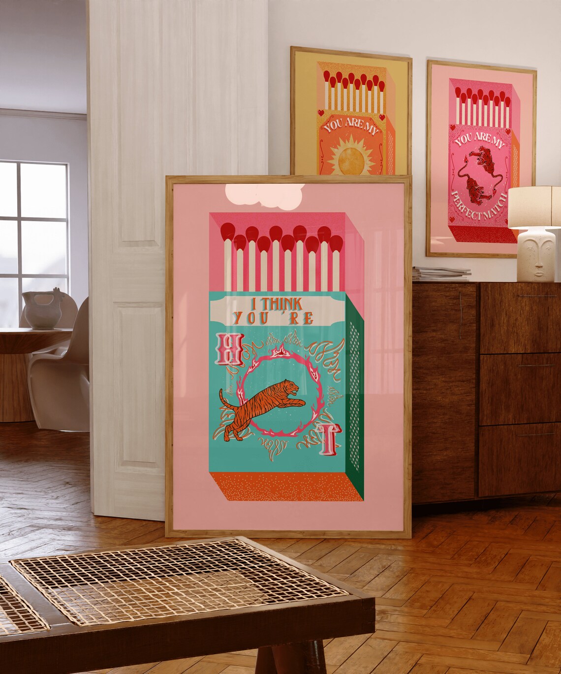 Retro Tiger Matchbox Poster Vintage Style Art Print