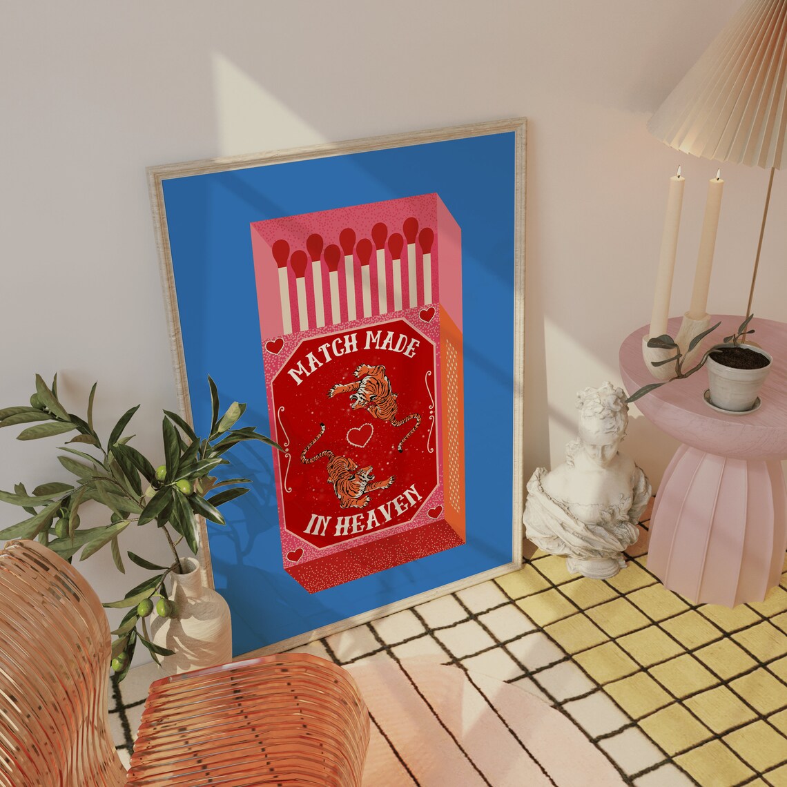 Match Made In Heaven Tiger Vintage Art Print - Image 4
