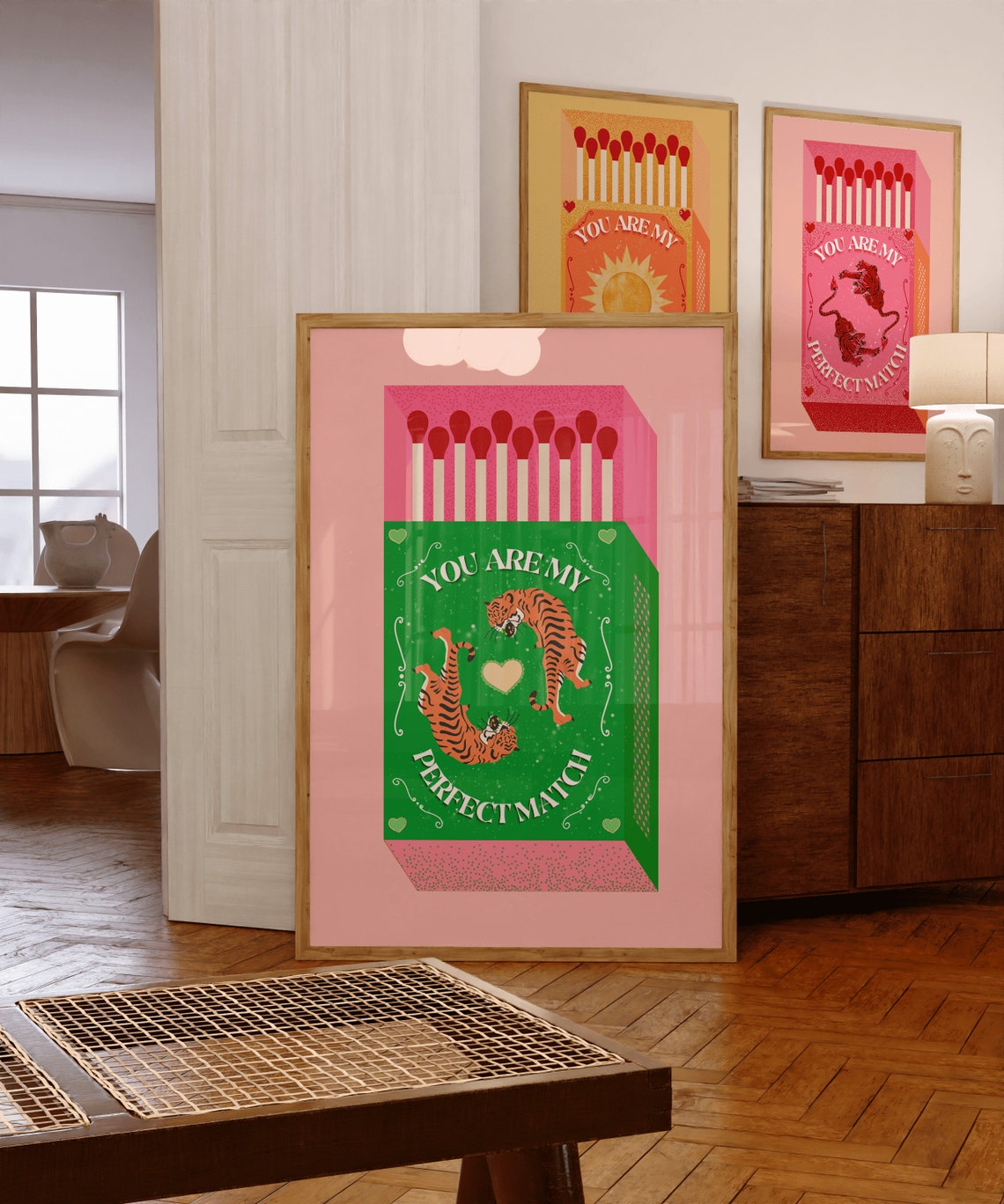 You Are My Perfect Match Green Matchbox Tiger Love Quote Poster
